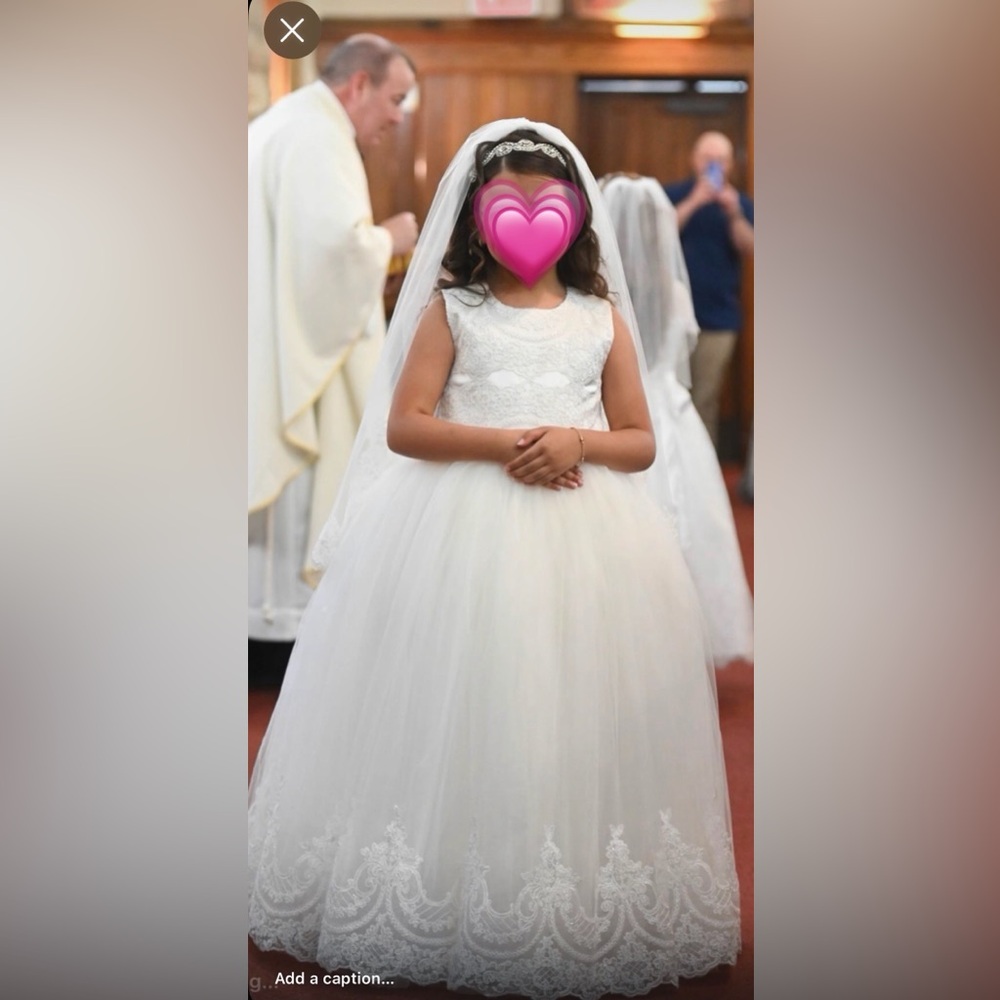 Communion Dress Buttons & Bows couture